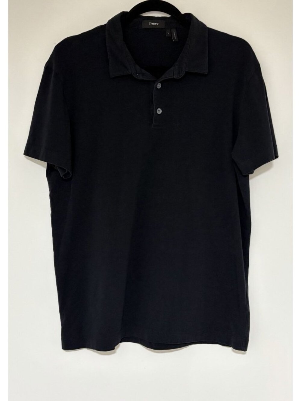 Theory Men’s Short Sleeve Black Polo Shirt Size Large Lightweight Knit